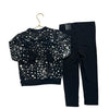 Adidas Black Leggings & Silver Foil Leopard Print Sweatshirt Set with Tags - 4T