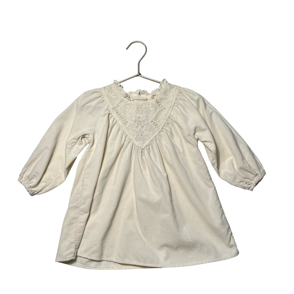 Zara Ivory Corduroy & Eyelet Dress - Size 2