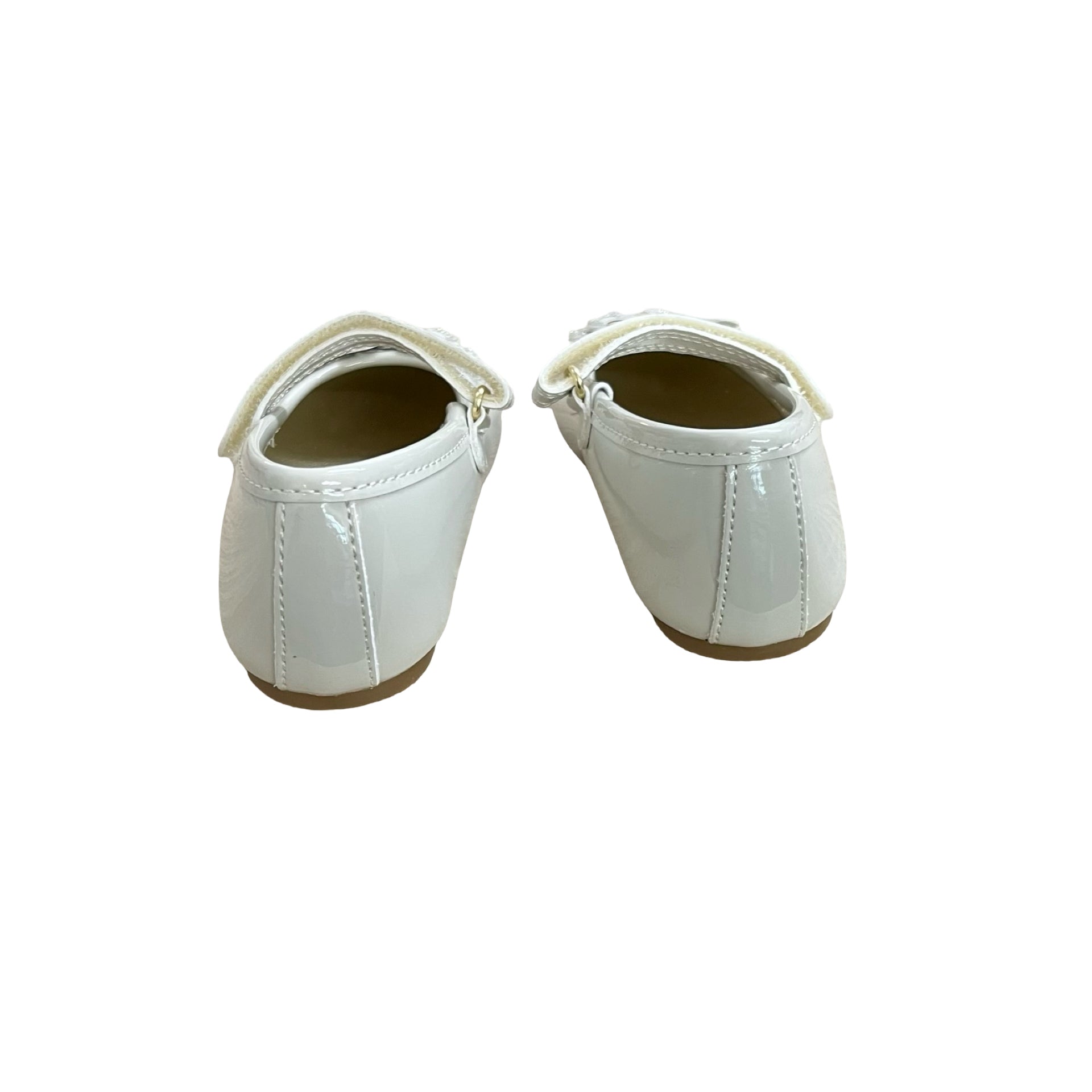 Rachel Shoes Ivory Patent Sparkle Flower Shoes - Size 6