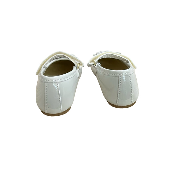 Rachel Shoes Ivory Patent Sparkle Flower Shoes - Size 6