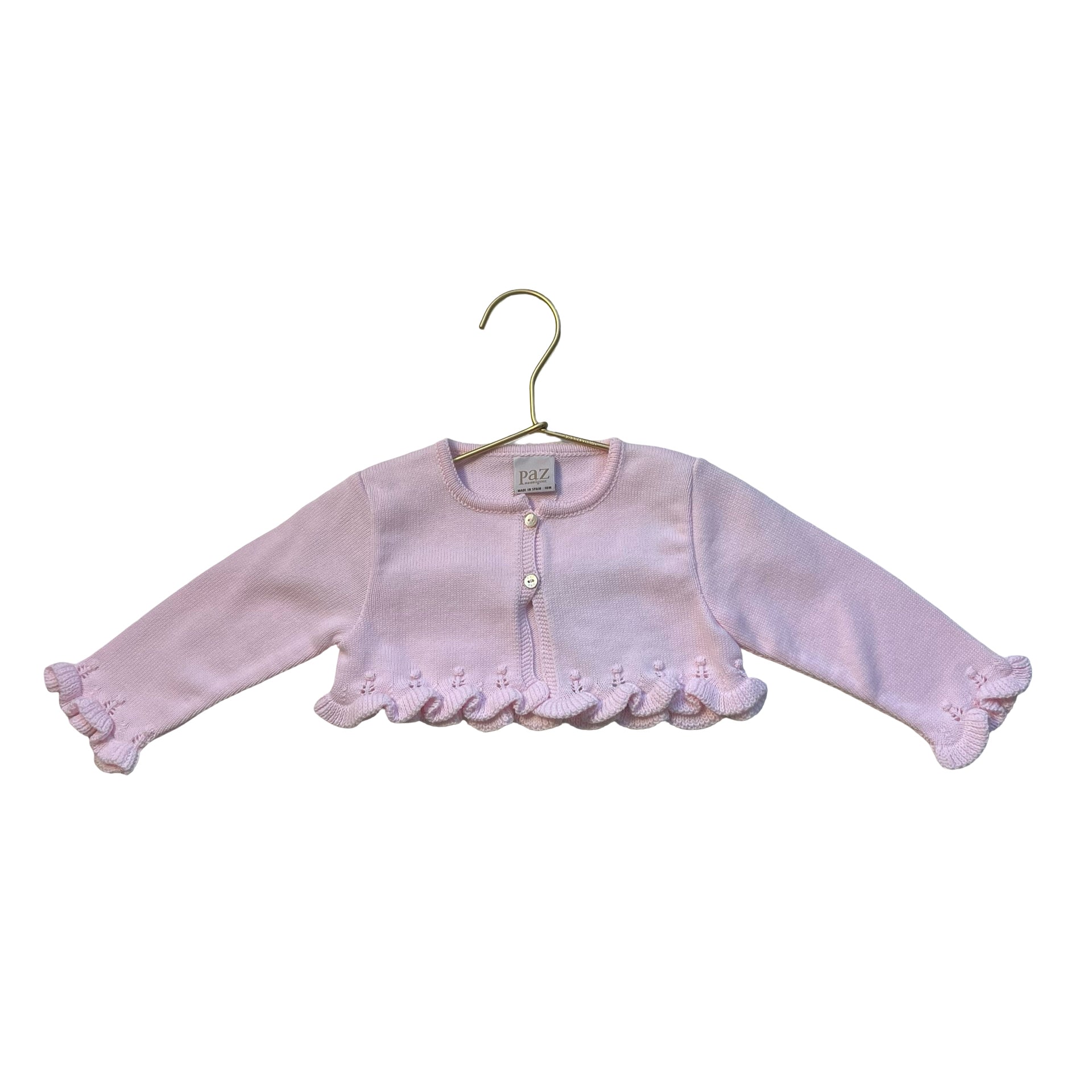 Paz Rodriguez Pink Cropped Cardigan Sweater - Size 18 Mo