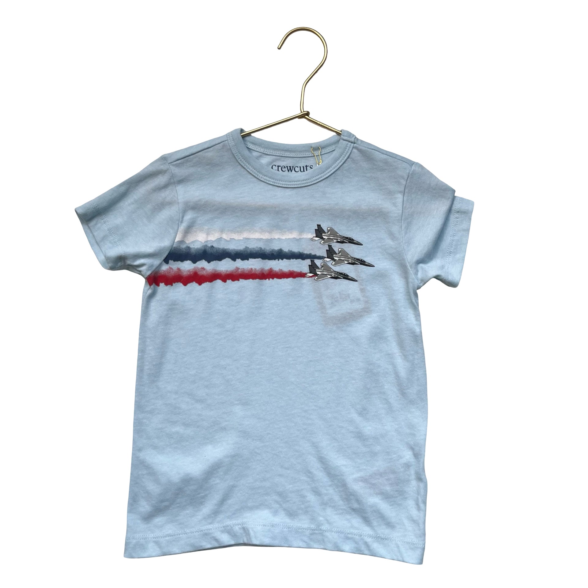 Crewcuts Light Blue Fighter Jet Red, White, Blue T-Shirt - Size XXS 2-3