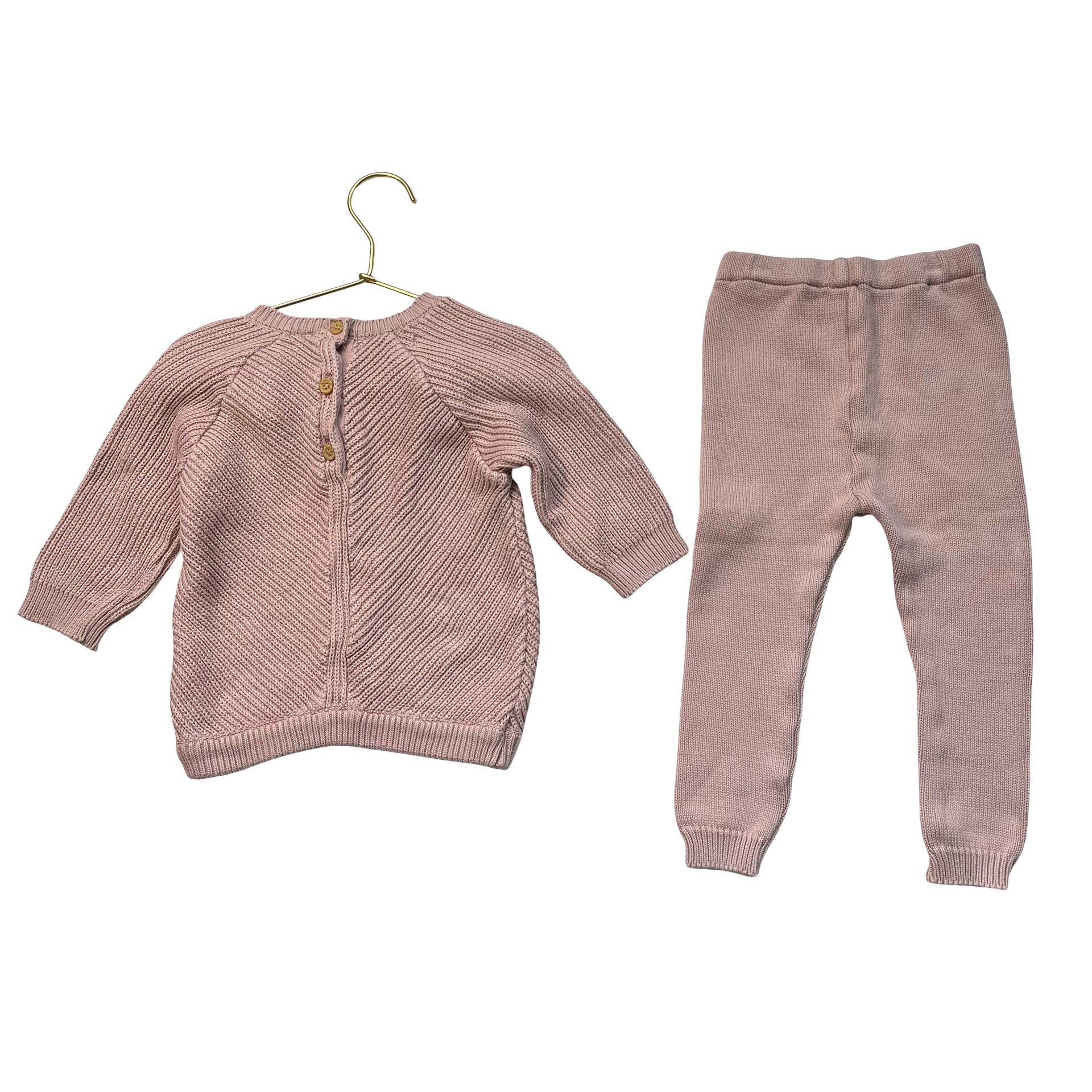 Feltman Bros. Pink Cotton Sweater & Knit Pants Set - Size 2T