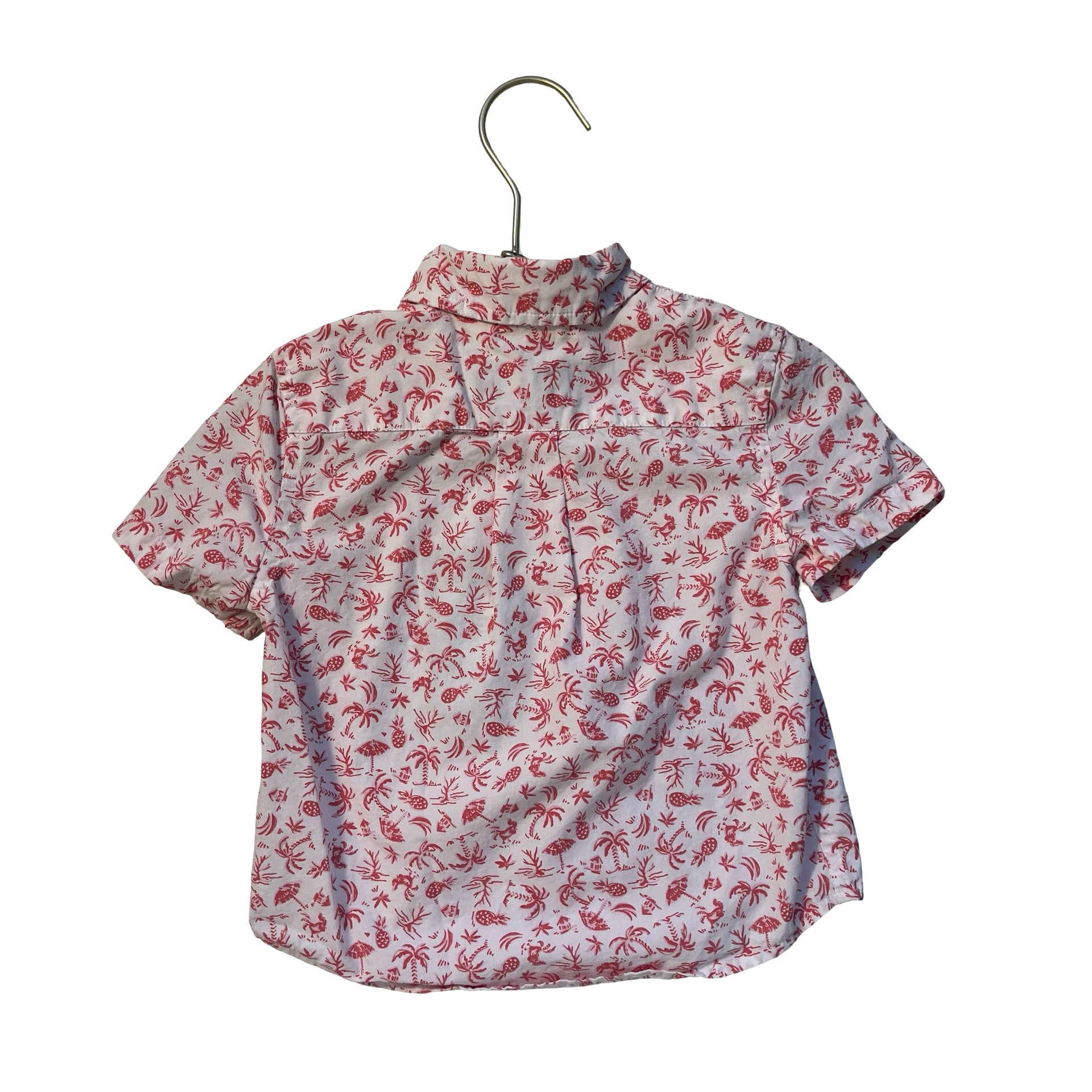 Vineyard Vines White & Pink Tropical Pattern Button Down Shirt - Size 2T