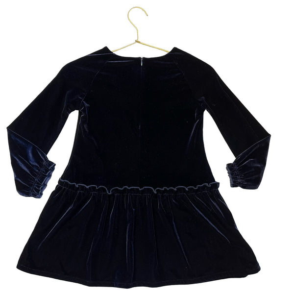 Egg Navy & Gold Sequins Velvet Long Sleeve Dress - Size 7