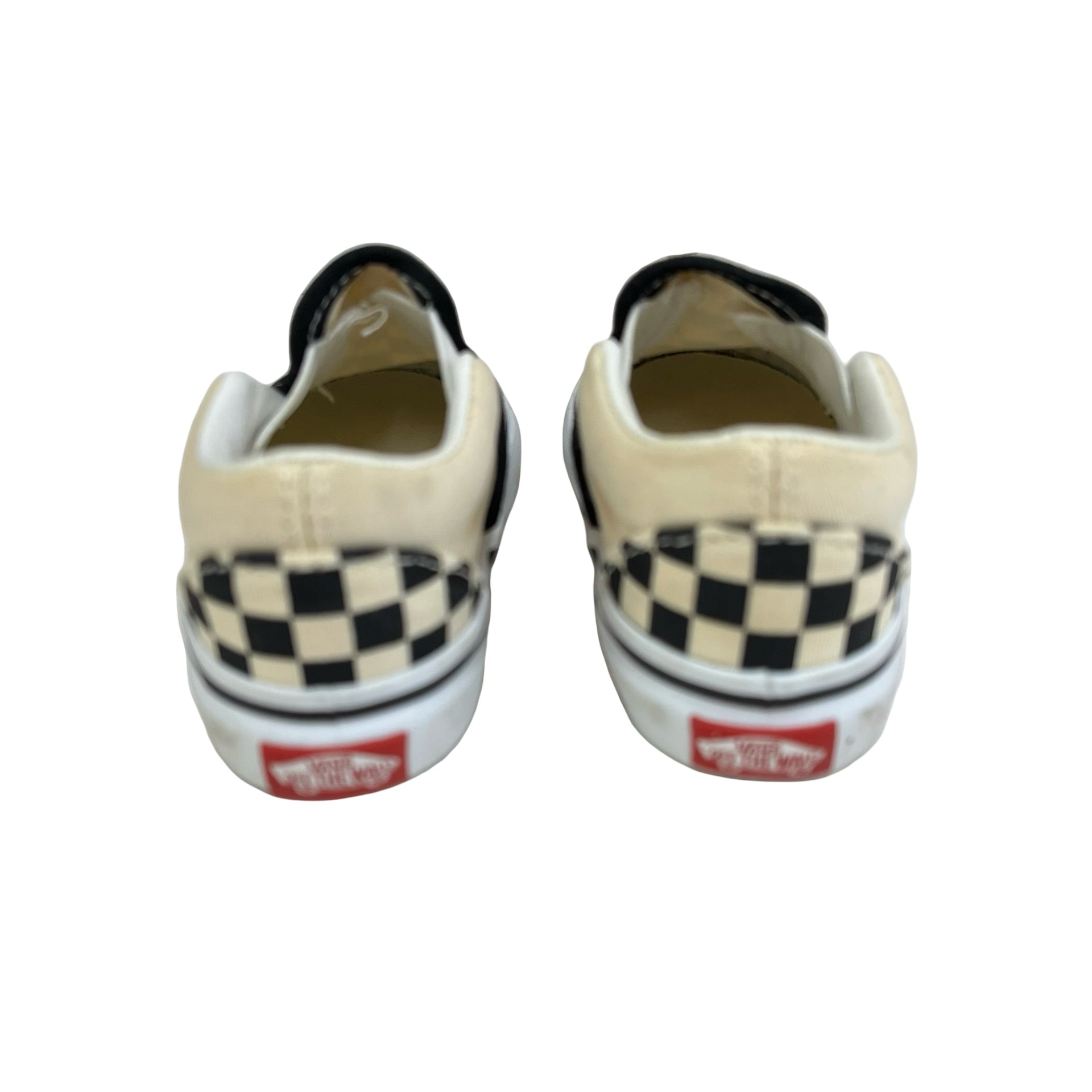 Vans Black & Ivory Check Slip-On Sneakers - Size 5