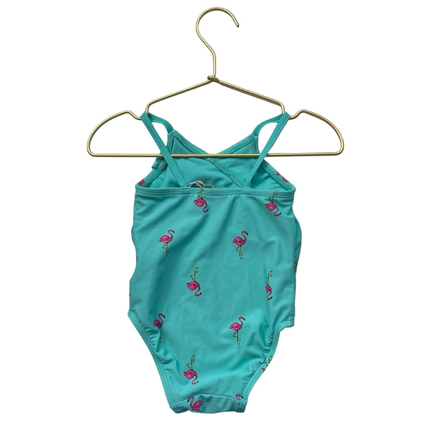 Old Navy Teal & Pink Flamingo Swim Suit - Size 12-18 Mo