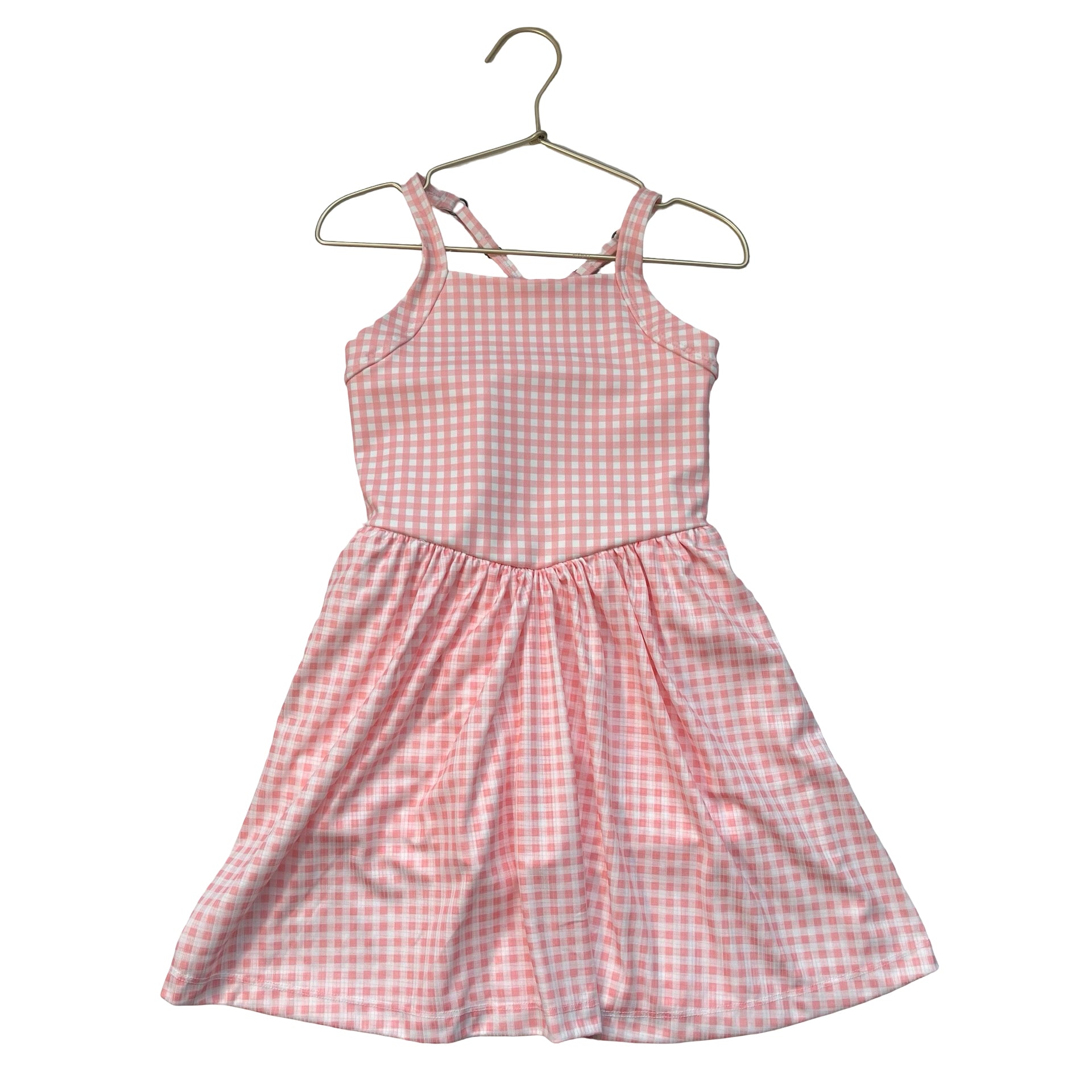 Lands' End Peach Check Athletic Skort Dress - Size S 6-7