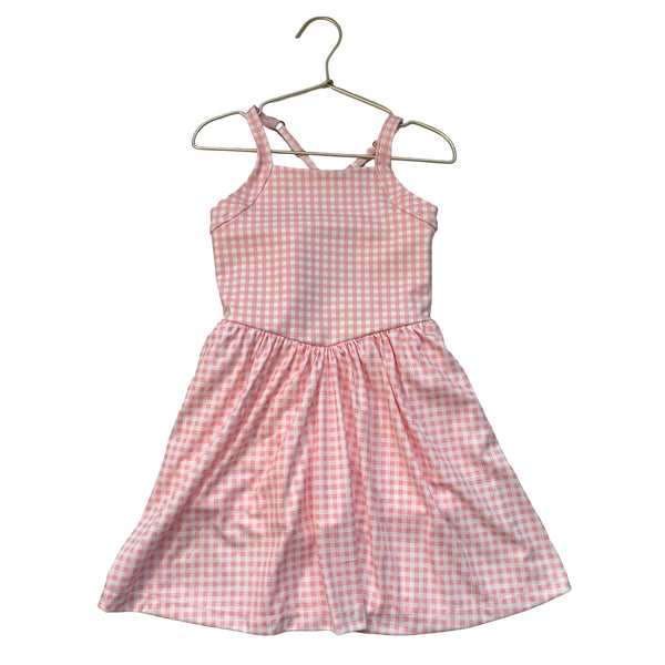 Lands' End Peach Check Athletic Skort Dress - Size S 6-7