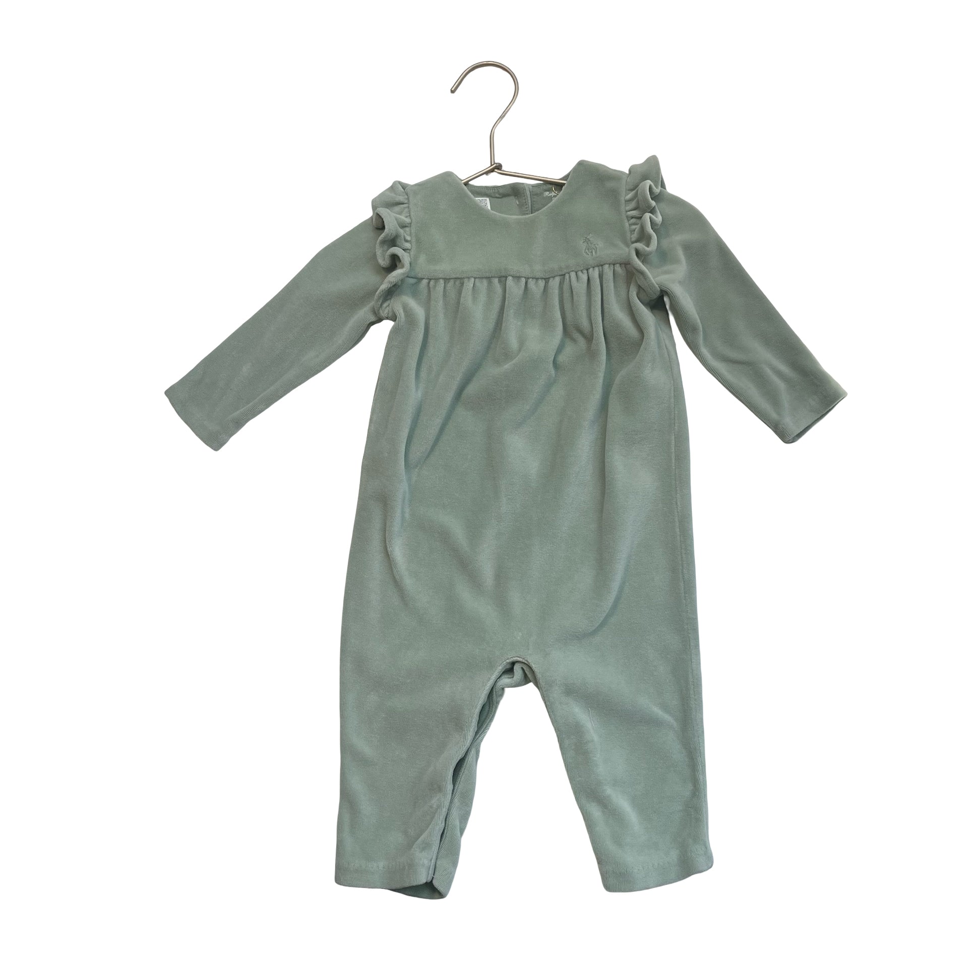 Ralph Lauren Sage Green Velour One-Piece - Size 6 Mo
