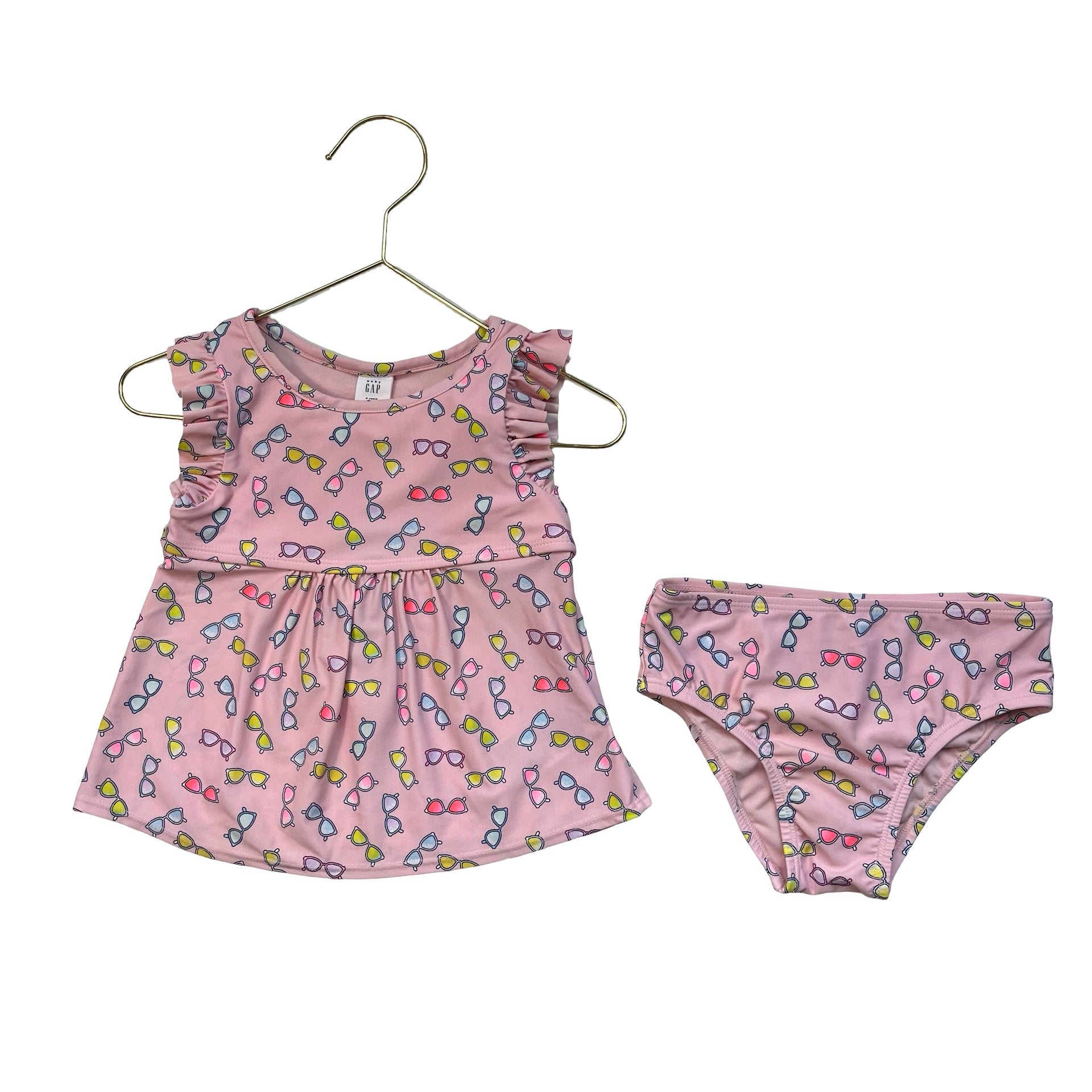 Baby Gap Pink Sunglass Print 2 Piece Tankini Swim Suit - Size 4