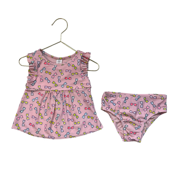 Baby Gap Pink Sunglass Print 2 Piece Tankini Swim Suit - Size 4