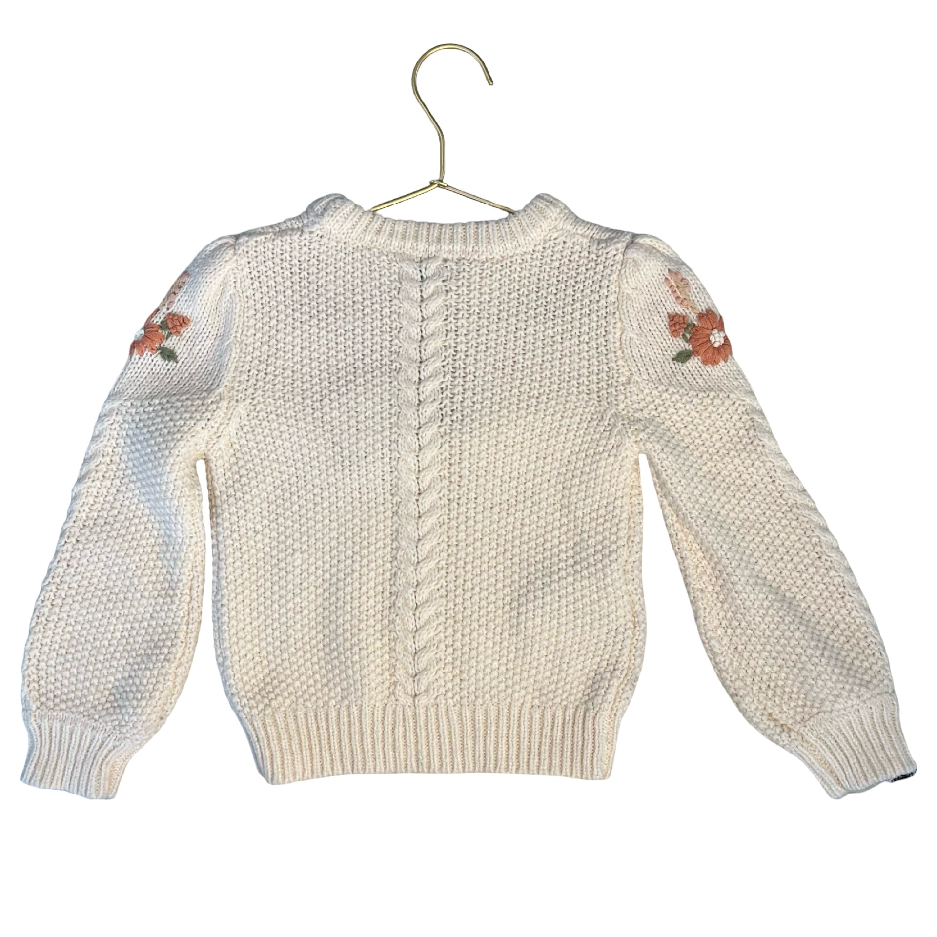 Abel & Lula Ivory Embroidered Flower Sweater - Size 4
