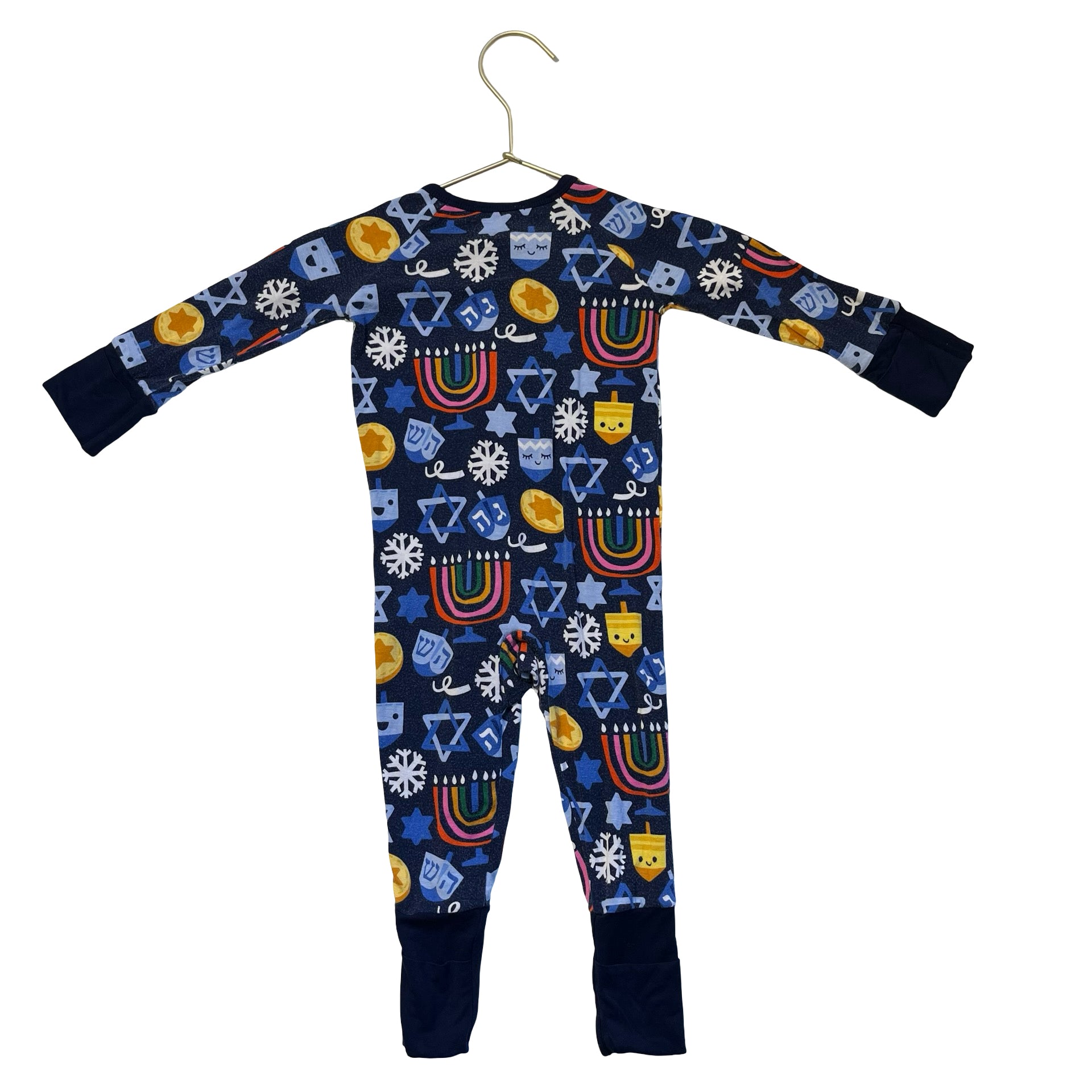 Little Sleepies Navy Hanukkah Print One-Piece PJs - Size 3-6 Mo