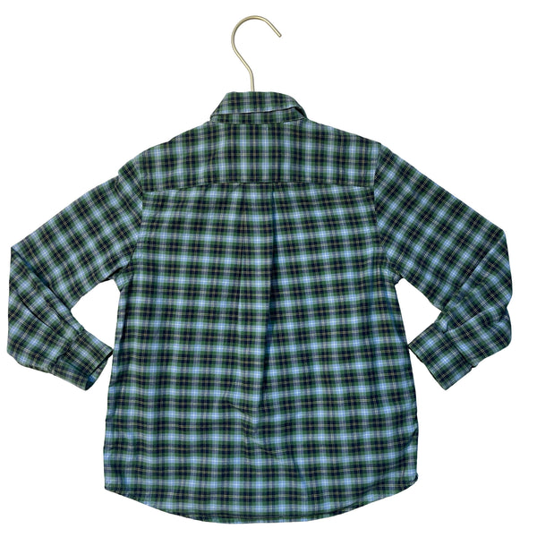Vineyard Vines Blue, Green, Navy Plaid Button Down 'Whale Shirt' - Size 2T