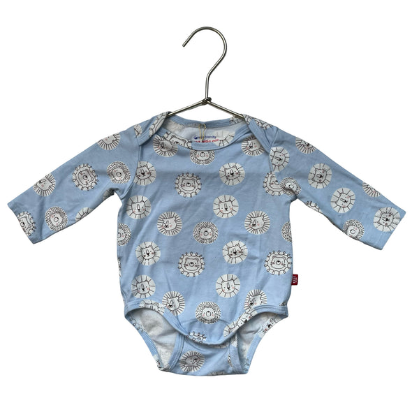 Magnetic Me Light Blue Animal Face Print Onesie Bodysuit - Size 3-6 Mo