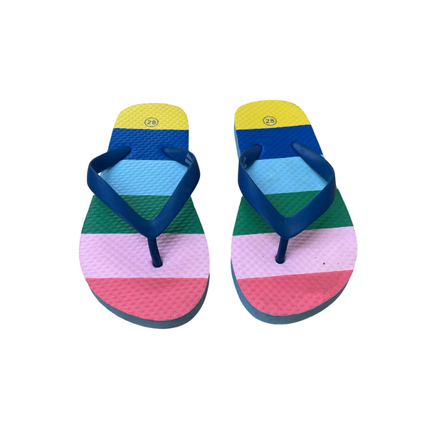 Boden Blue & Rainbow Striped Flip-Flop Sandals - Size 28 (11)