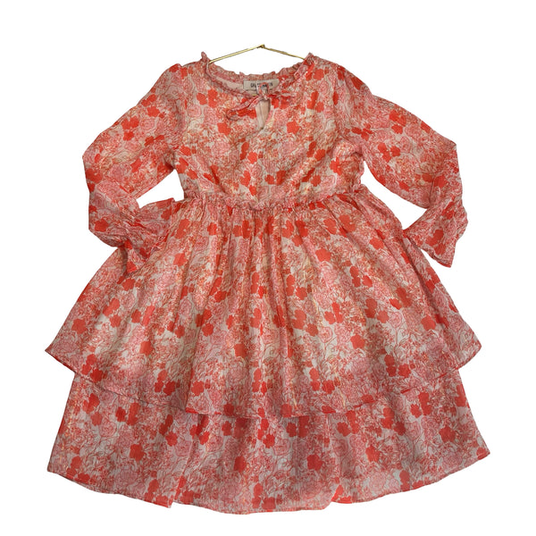 Grace Karin Ivory, Pink, Red & Gold Metallic Dress - Size 6Y