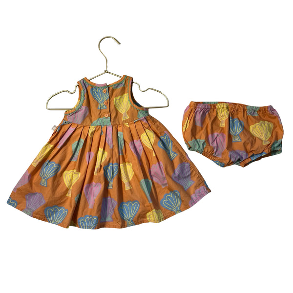 Stella McCartney Kids Peach & Pastel Shell Print Dress & Bloomers - Size 6 Mo