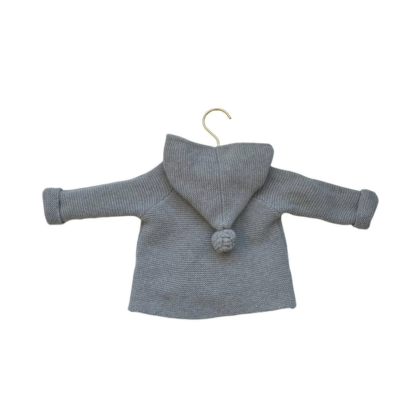 Il Gufo Gray Hooded Cardigan 100% Wool Sweater - Size 6 Mo