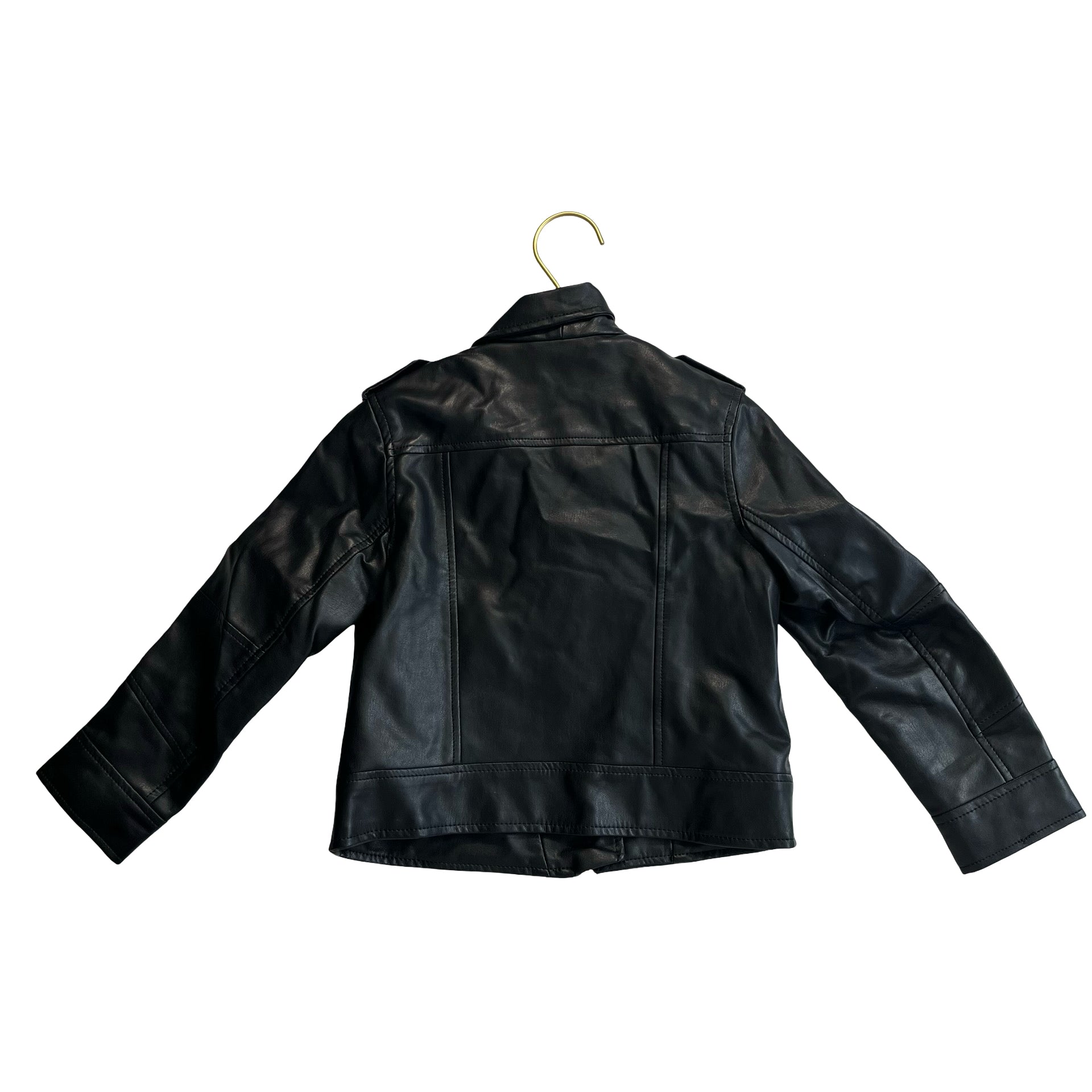 H&M Black Faux Leather Motocycle Jacket - Size 4