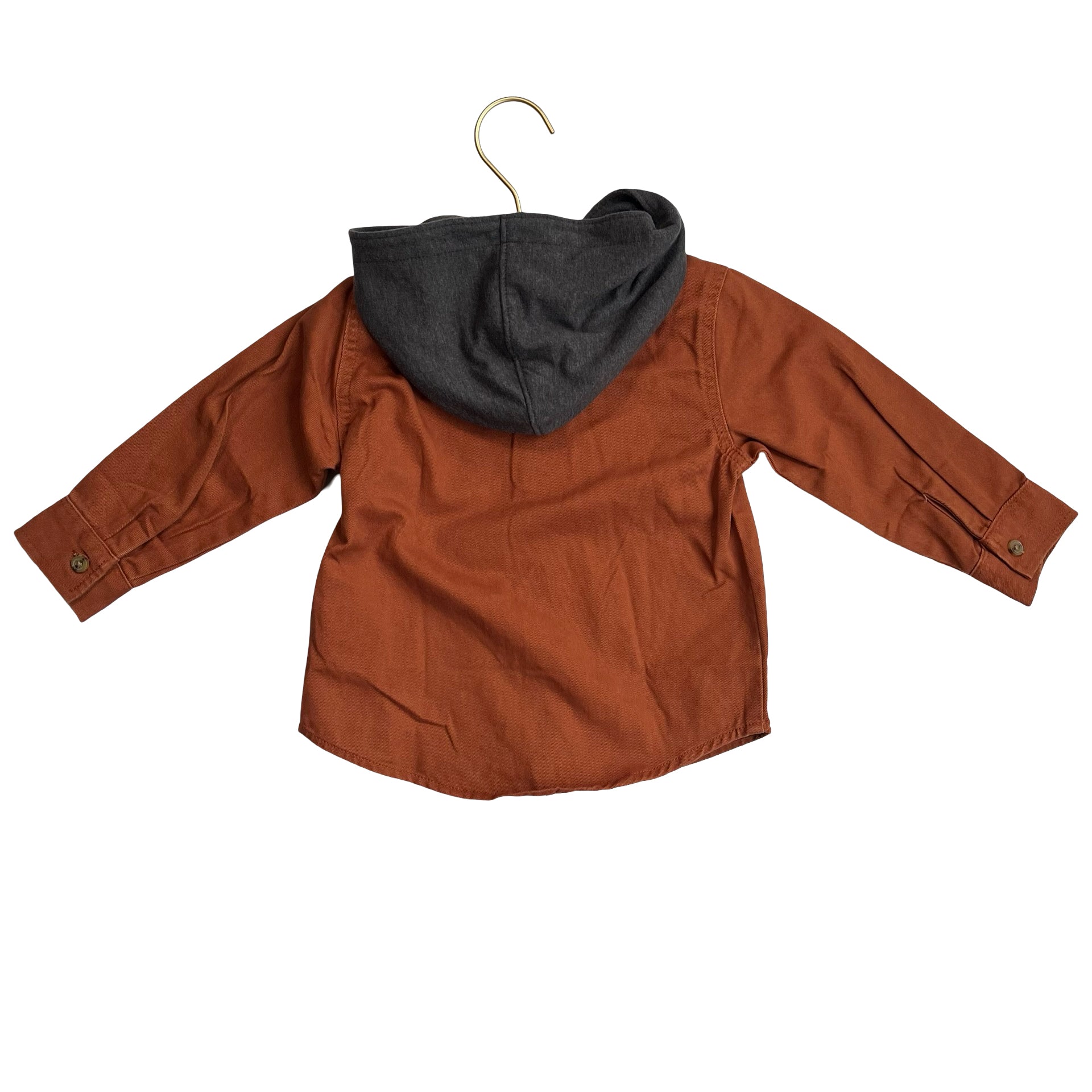Old Navy Rust & Gray Hooded Button Down Shirt with Tag - Size 2
