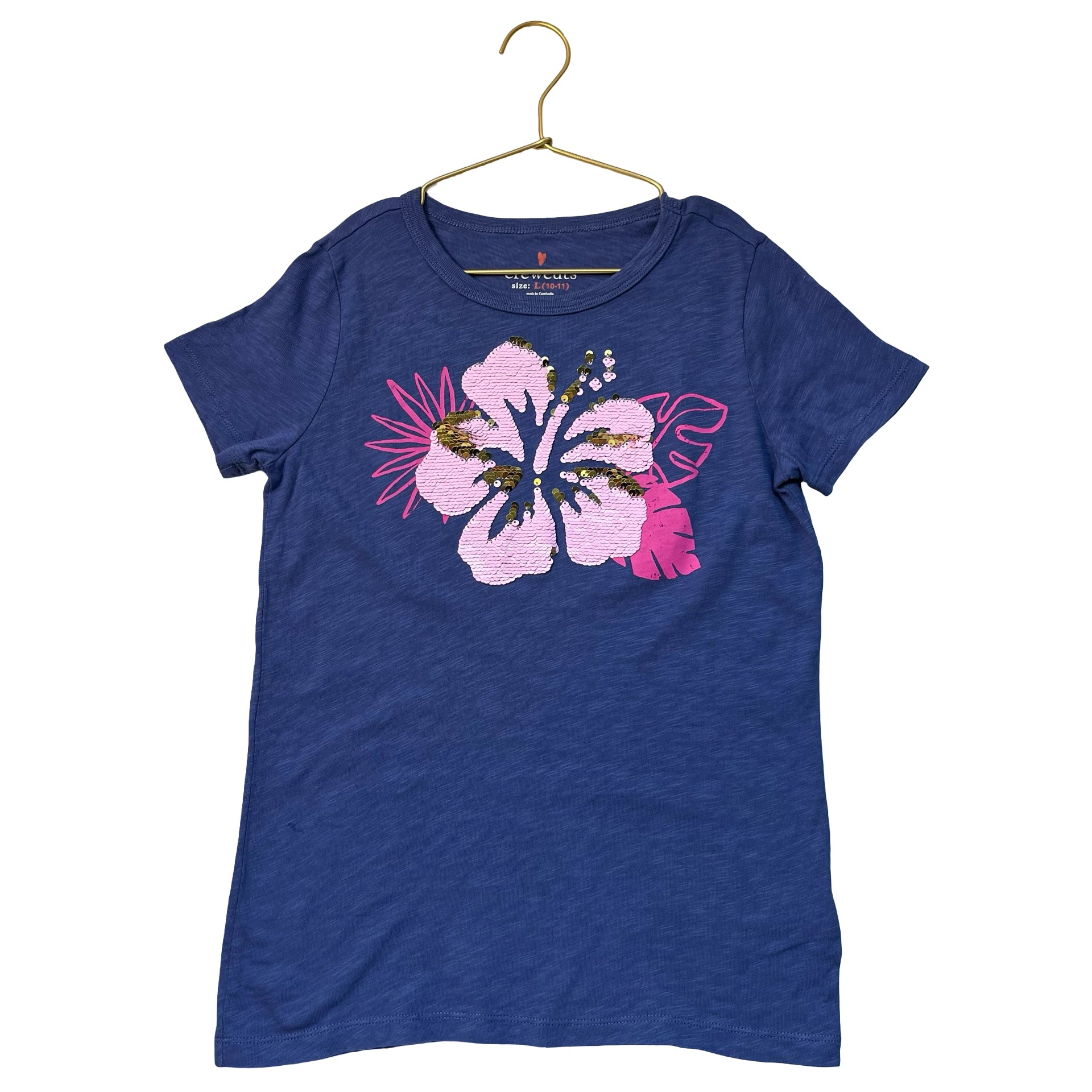 Crewcuts Purple & Pink Sequin Flower T-Shirt - Size L 10-11