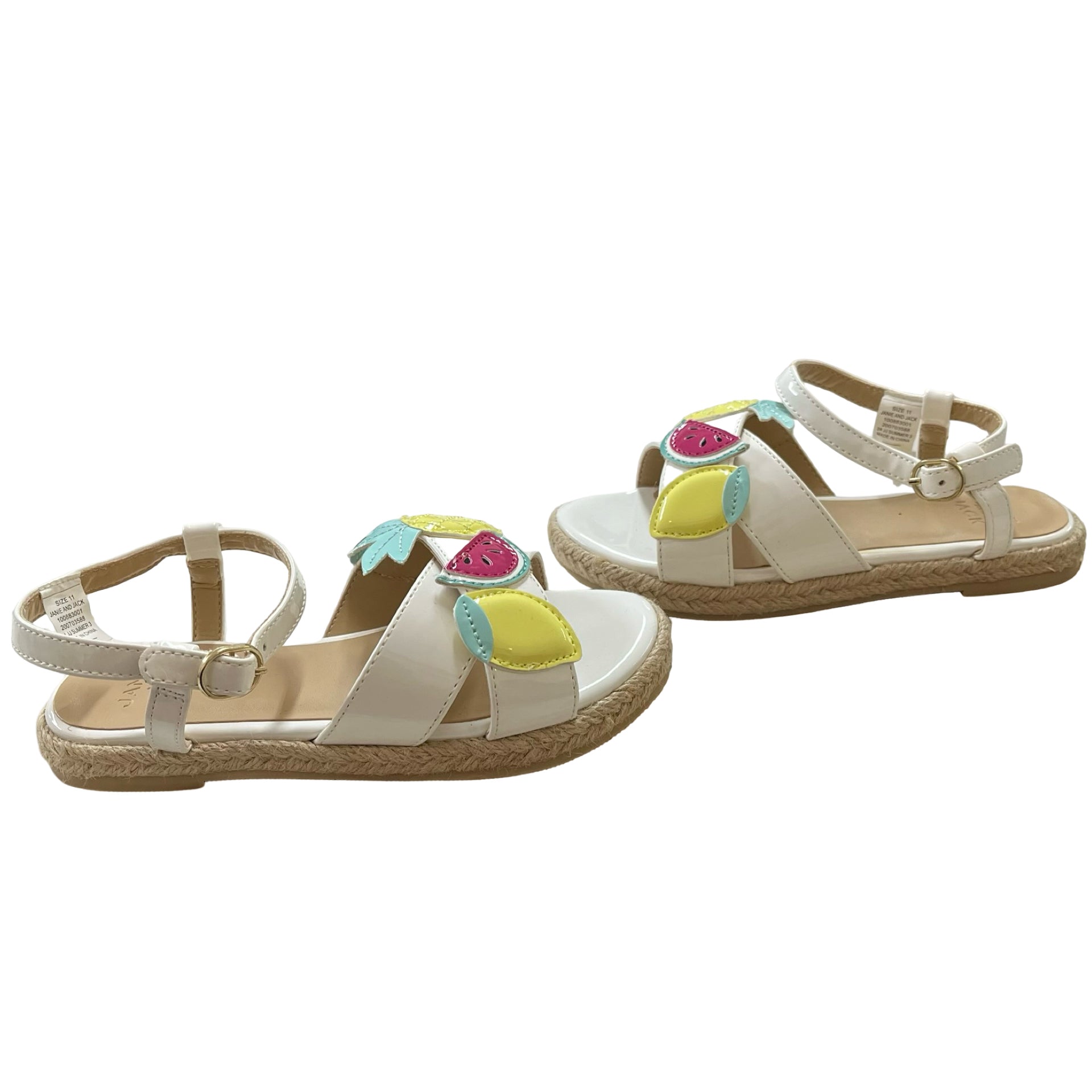 Janie and Jack White Patent Fruit Sandals - Size 11