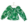 Crewcuts Ivory & Green Flower Print Blouse - Size M 8-9