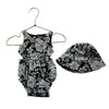 Baby Gap Black & White Floral Bubble Romper & Hat Set - Size 0-3 Mo