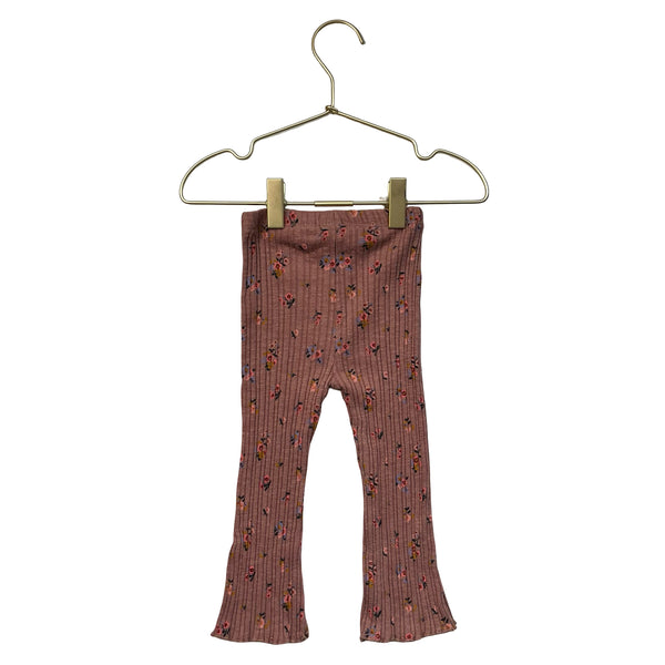 Zara Dusty Rose Floral Ribbed Flare Leggings - Size 12-18 Mo