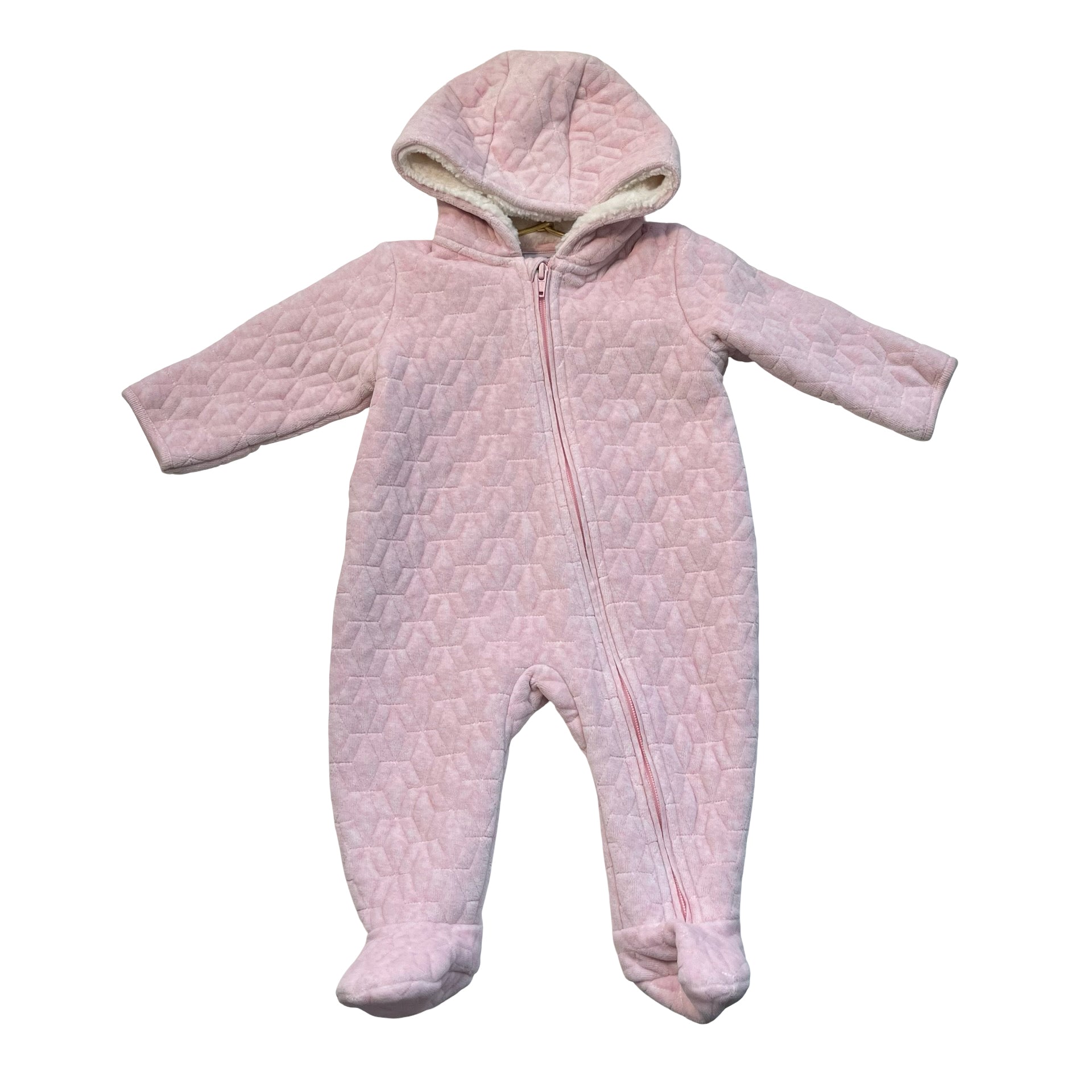 Nordstrom Pink Quilted Velour Footed Bunting - Size 6 Mo