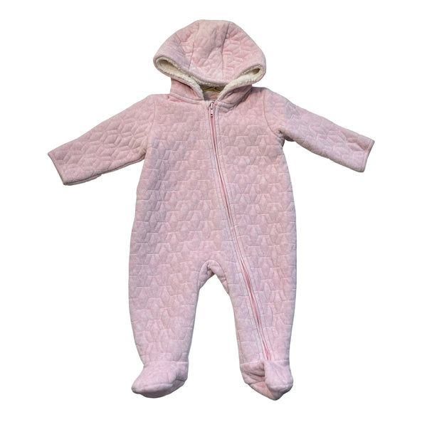 Nordstrom Pink Quilted Velour Footed Bunting - Size 6 Mo