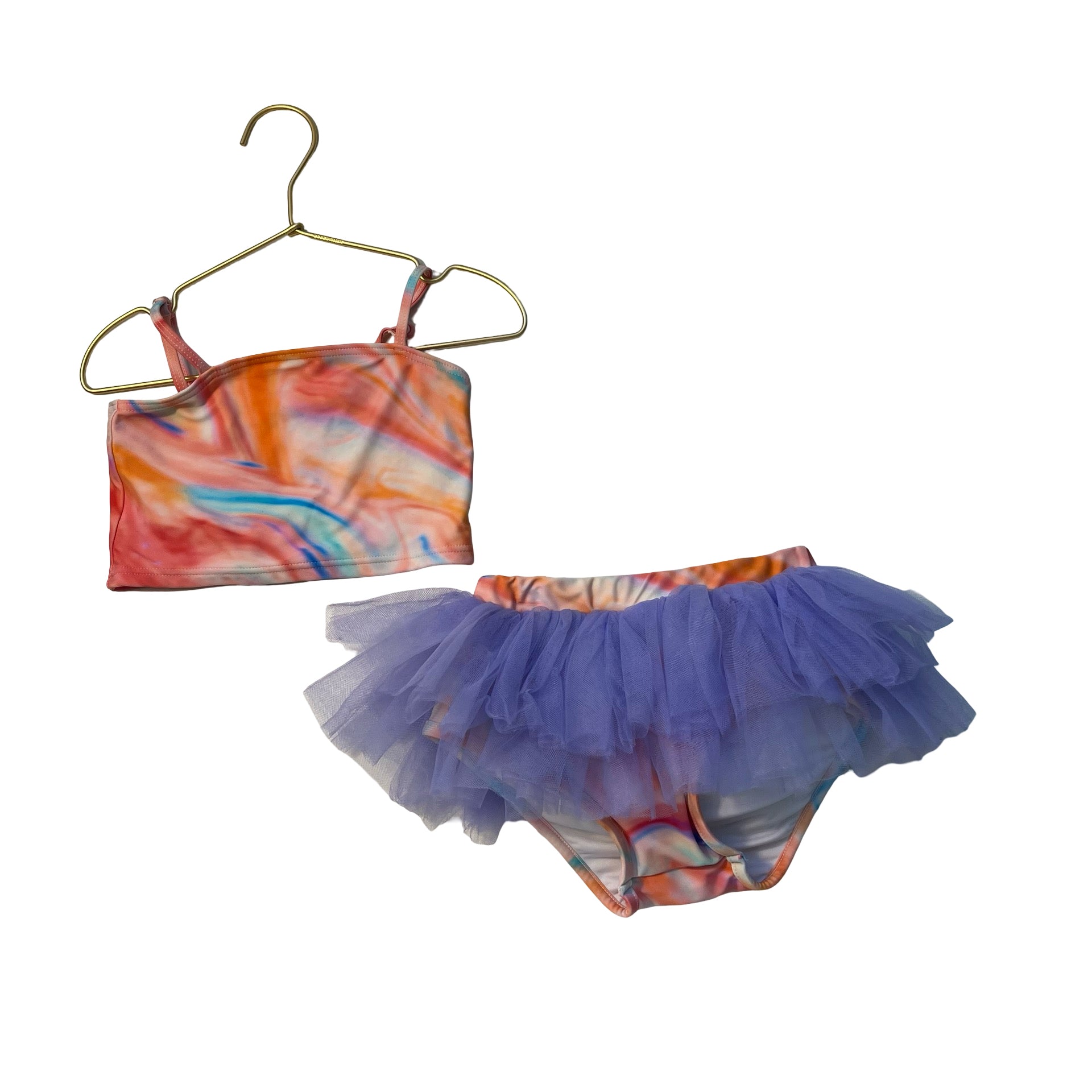 ILovePlum Colorful Swirl & Lavender Tulle 2 Piece Swim Suit - Size M 6
