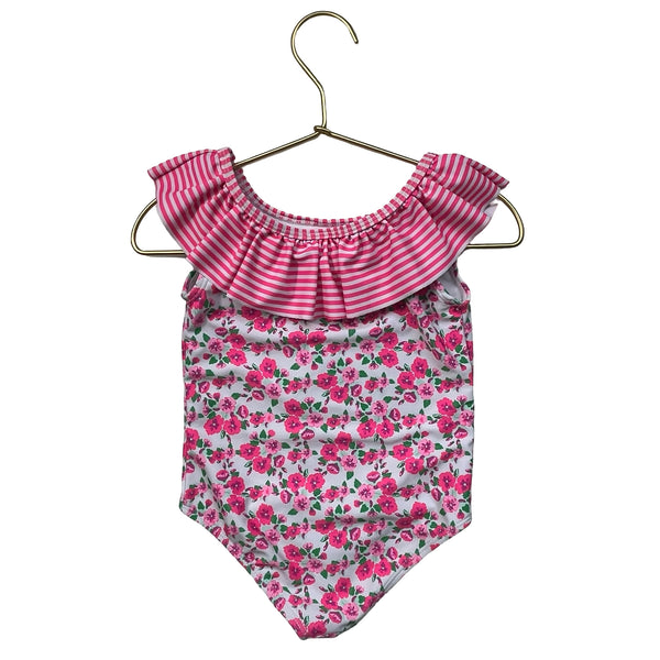 Nicole Miller Pink Floral & Stripe Swim Suit - Size 3T