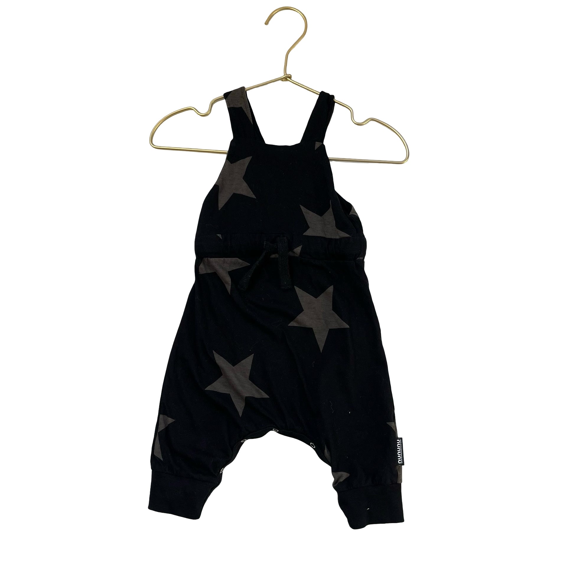 Nununu Black Star One-Piece Overalls - Size 0-6 Mo