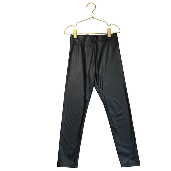 Crewcuts Black Faux Leather Leggings - Size 7
