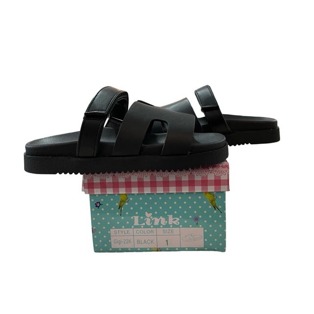 Link 'Gigi' Black Sandals New in Box - Size 1Y Big Kids