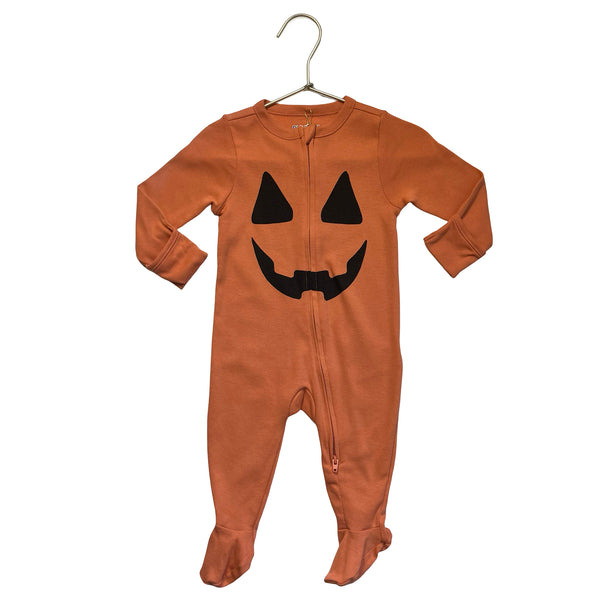 Old Navy Orange Pumpkin Footed One-Piece PJs - Size 6-9 Mo