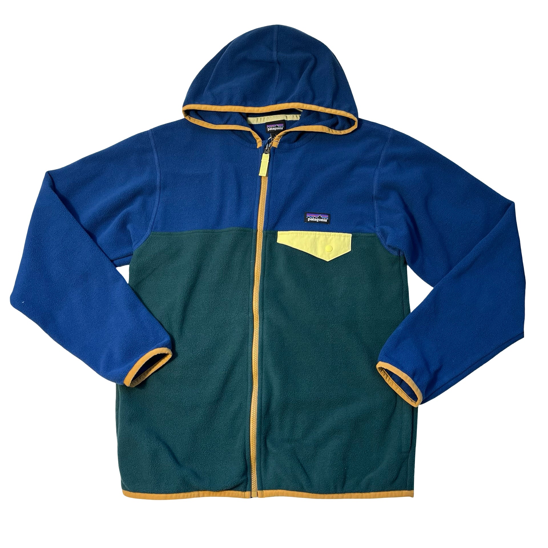 Patagonia Blue & Green Hooded Fleece Jacket - Size L 12