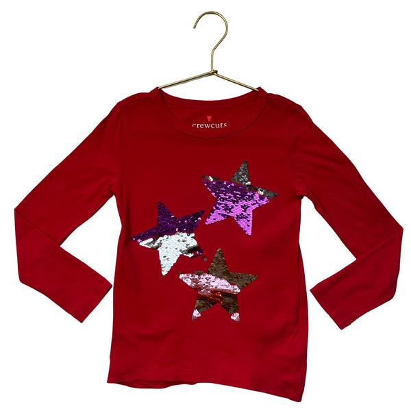 Crewcuts Red Star Flip-Sequin Shirt - Size XS 4-5
