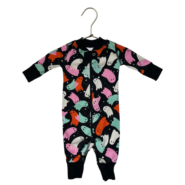 Hanna Andersson Black & Multi-Color Ghost Print One-Piece - Size 0-3 Mo