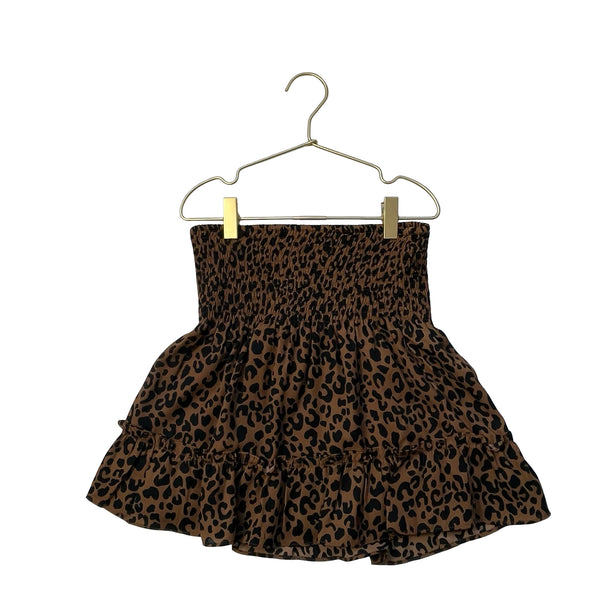 Aqua Brown & Black Leopard Print Skirt - Size M 9-10
