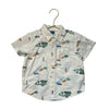 Old Navy Ivory Bunny Construction Truck Print Button Down Shirt - Size 18-24 Mo