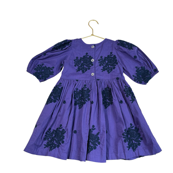 Pink Chicken Purple & Navy Embroidered Dress - Size 5Y