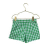 Janie and Jack Green & Ivory Check, Gold Button Shorts - Size 5