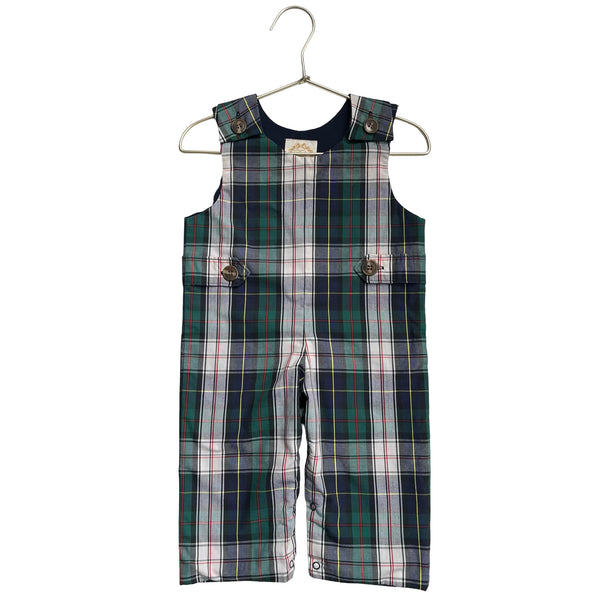 Beaufort Bonnet Green & Navy Multi-Color Plaid Overalls - Size 6-12 Months