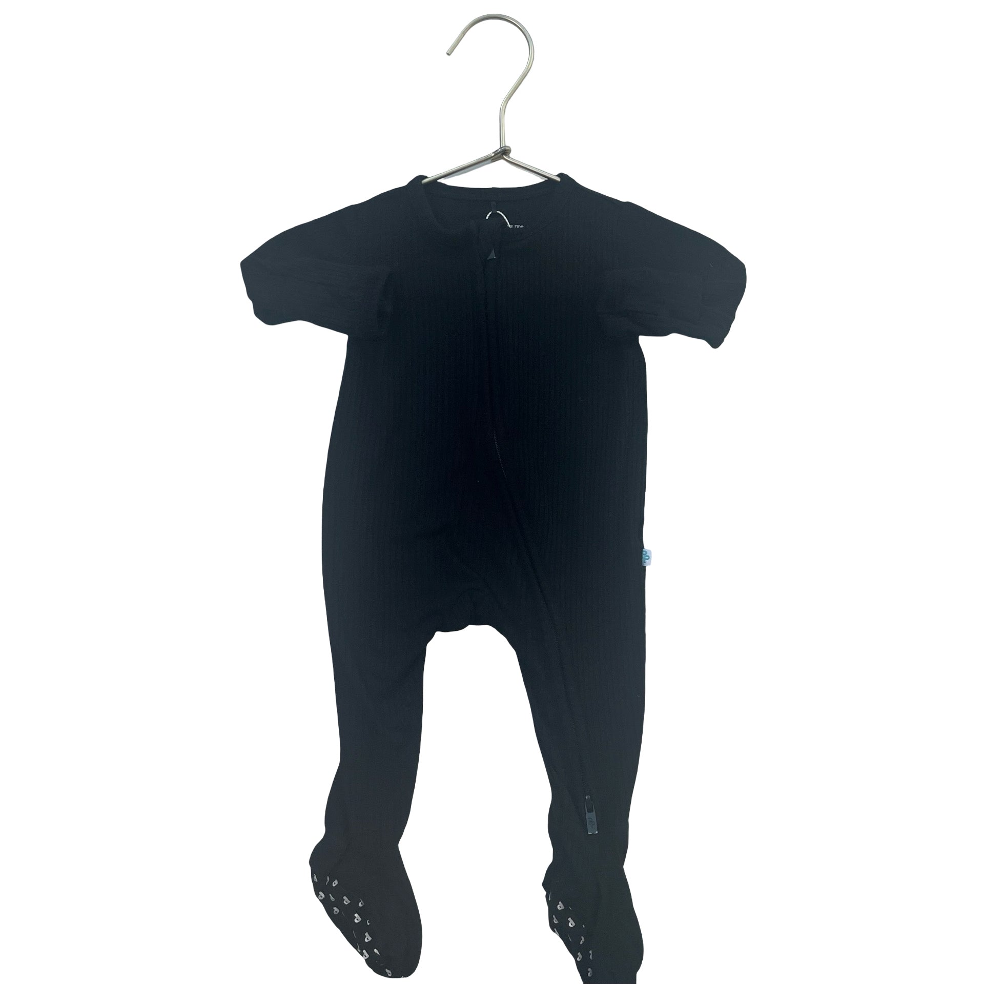 Posh Peanut Black Ribbed Footed PJs - Size NB