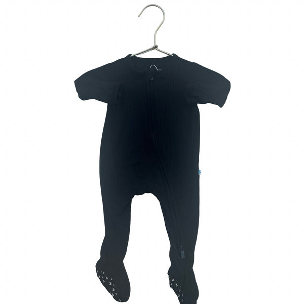 Posh Peanut Black Ribbed Footed PJs - Size NB