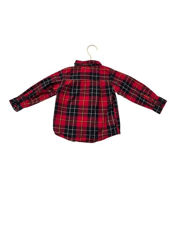 Children's Place Red & Black Plaid Button Down Shirt - Size 18-24 Months